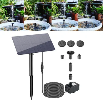 5W 5V Solar Fountain for Bird Bath Solar Water Fountain Pump With 6 Nozzles & 3M Water Cable 180L/h for Pond, Fish Tank, Garden - Image 4