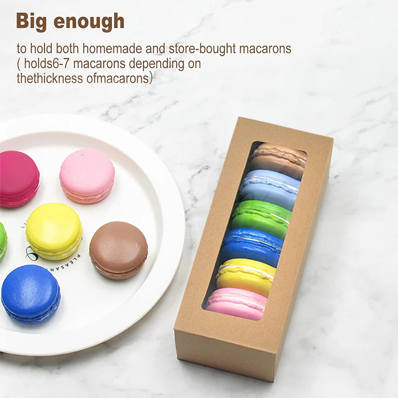 5/10/20 Pack Kraft Paper Macaron Boxes with Clear Window, Dessert Packaging Cupcake Coo... - SKU MBCB2140 - UGI Packaging