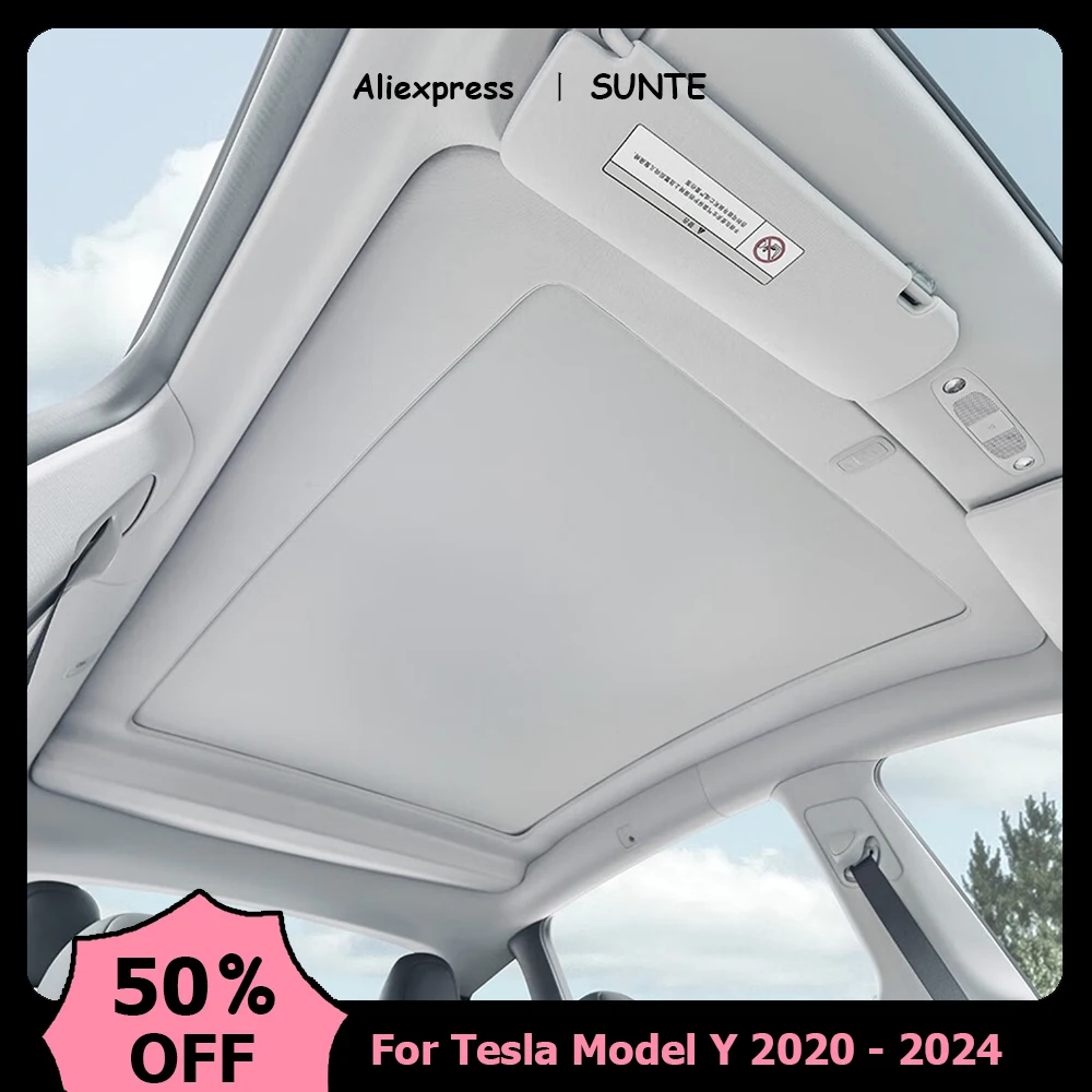 Tesla Electric Sunshade for Model Y Integrated Car Sunroof Shade Retractable Sun Visor Interior Modificati Parts car sunshade windshield sunshade windshield sun shade