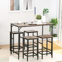 HOMCOM Industrial Rectangular Dining Table Set with 4 Stools for Dining Room