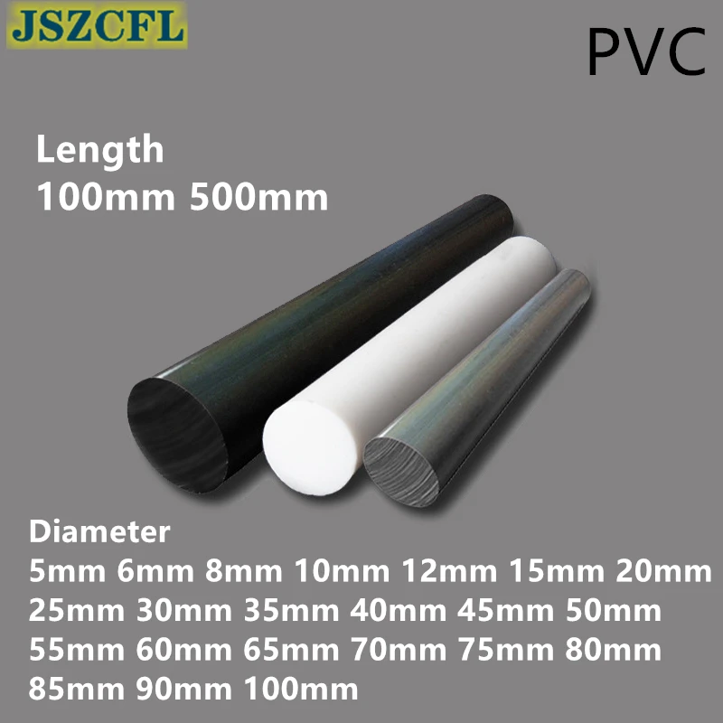 Barre Ronde en Plastique PVC, Blanche, Grise, Noire, Diamètre 5/8/10/12 ...