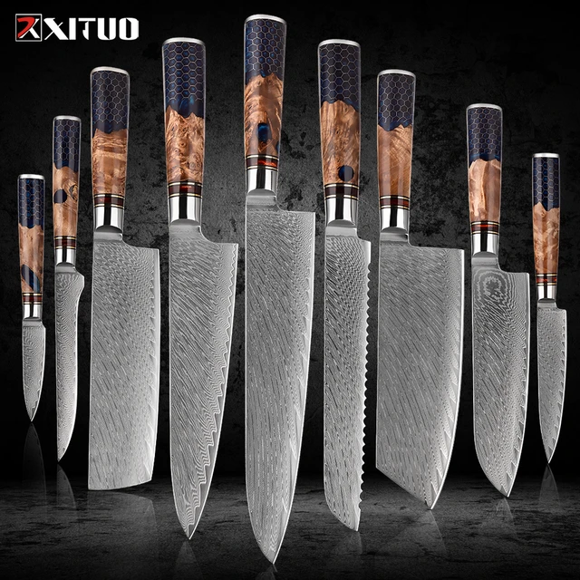 Eight Piece VG-10 Japanese Steel Kitchen Knife Set - Vintage Gentlemen