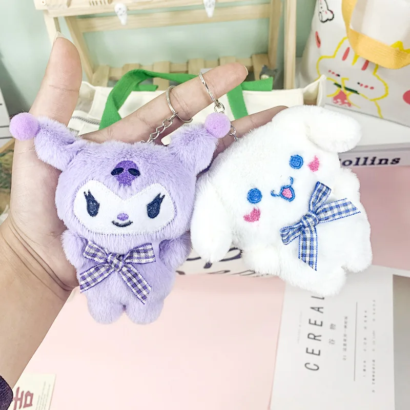 40pcs/lot 4inch Cute Monster Kuromi Melody Stuffed Dolls pendants Plush Toy Keyring key chain for Children Gifts 3
