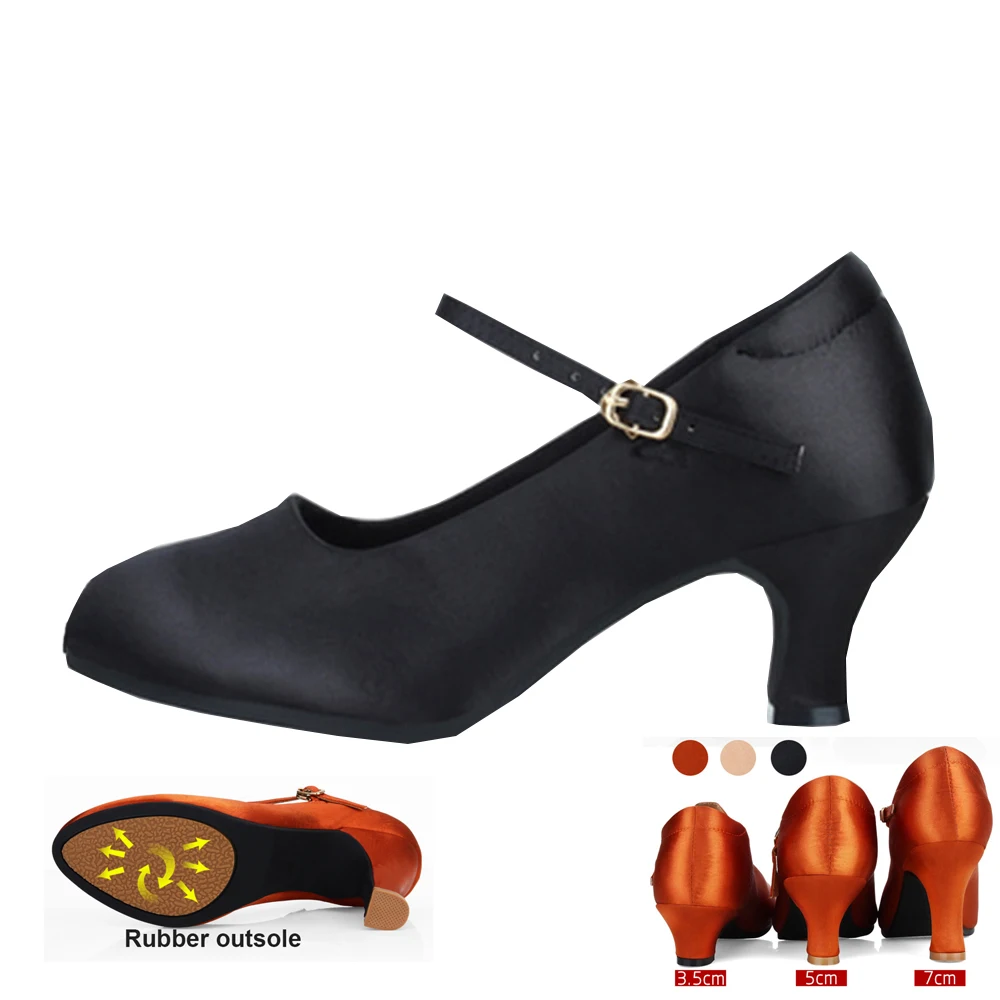 

Standard Latin Dance Shoes For Women Ladies Ballroom Shoes Satin Modern Quickstep Foxtrot Waltz Dance Shoes 3.5cm/5cm/7cm Heel