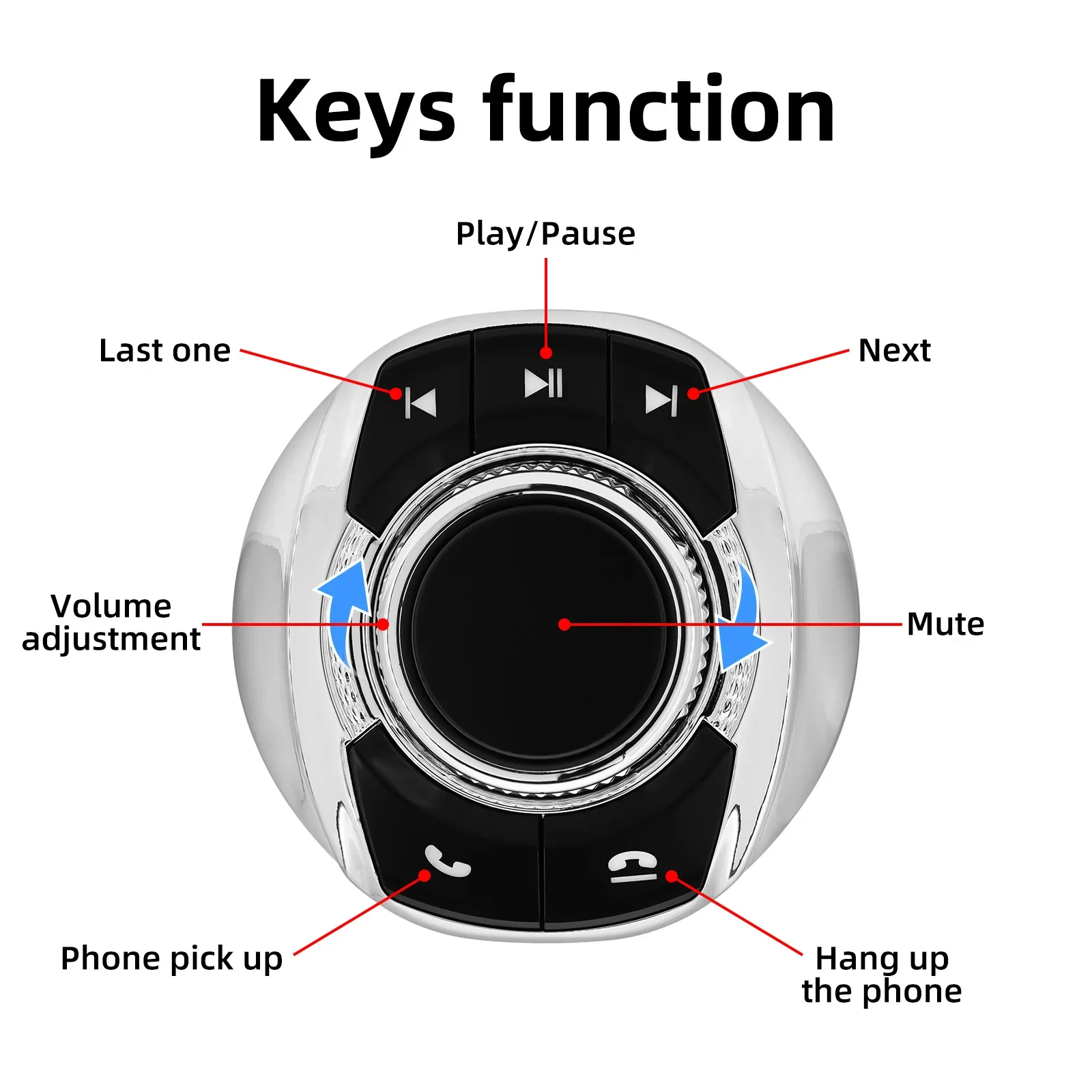 Steering Wheel Remote Control Universal Cup Shape Steering Wheel Wireless Car Multimedia Remote Control With LED Light Buttons For Android Navigation Player