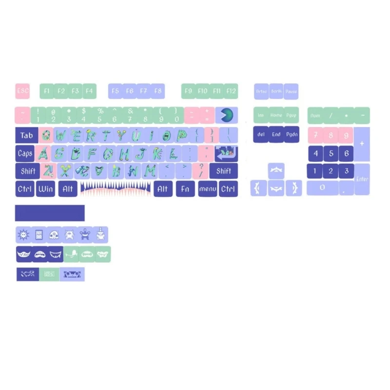 

126 Keys CartoonMonster Keycaps XDA Thick PBT Keycap For 61/87/104/108 Layout Mechanical Keyboard Keycapoard P9JB