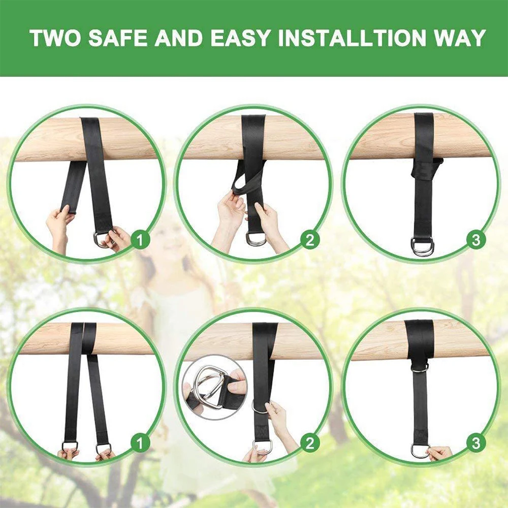 Tree Swing Straps Hanging Kit Heavy Duty Camping Hammock  (2000 LB)  with Safety Lock Carabiners for All Swing Types Outdoors 4