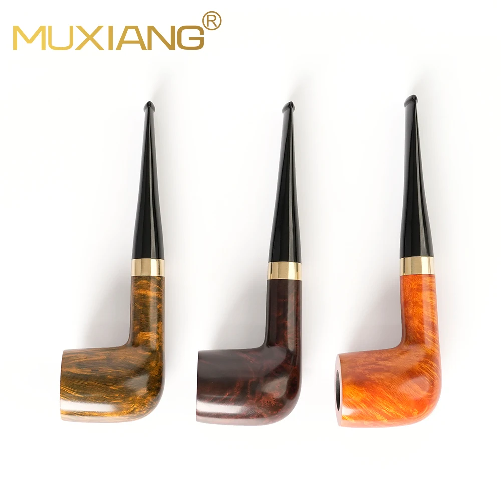 MUXIANG 스트레이트 핸들 당구 담배 파이프, 수제 브라이어 파이프, 9mm 파이프 채널, 아크릴 파이프 입구, 아버지날 선물