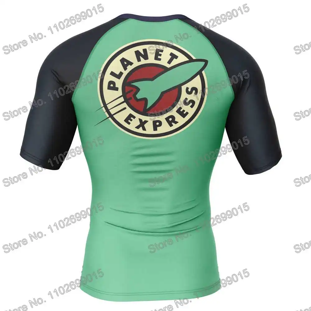 Run To Future Cartoon Anime Surfing Clothing Swimsuit Men Rash Guard Short Sleeve UV Protection Diving Summer UPF Beach Tights
