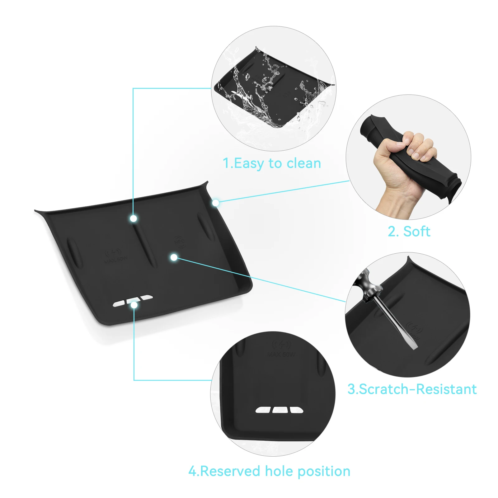Wireless Charging Pad Protective Mat Non-slip Pad for BYD Sealion 07 EV Car Phone Charger Mat Interior Accessories wireless charging pad silicone anti slip pad silicone anti skid pad