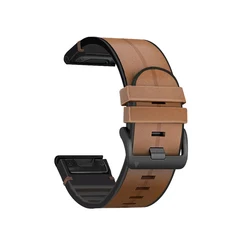 Versatile QuickFit 26mm Leather Silicone Watch Band Strap - Premium Replacement Bracelet for 26mm Width (Brown)