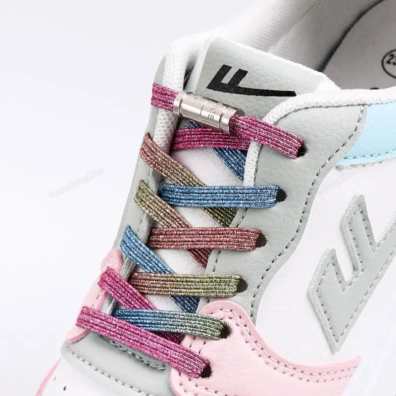 Rainbow Elastic Shoelaces Without Ties Sneaker No Tie Flat Shoelaces For Kids Adult shoe accessories