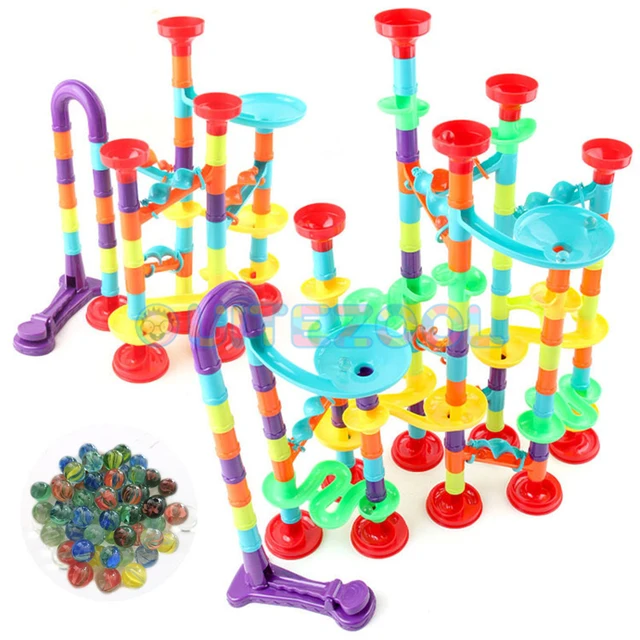 DIY Construction Marble Run Race Track Building Blocks Kids Educational toys 3D Maze Ball Roll Toys for children 2
