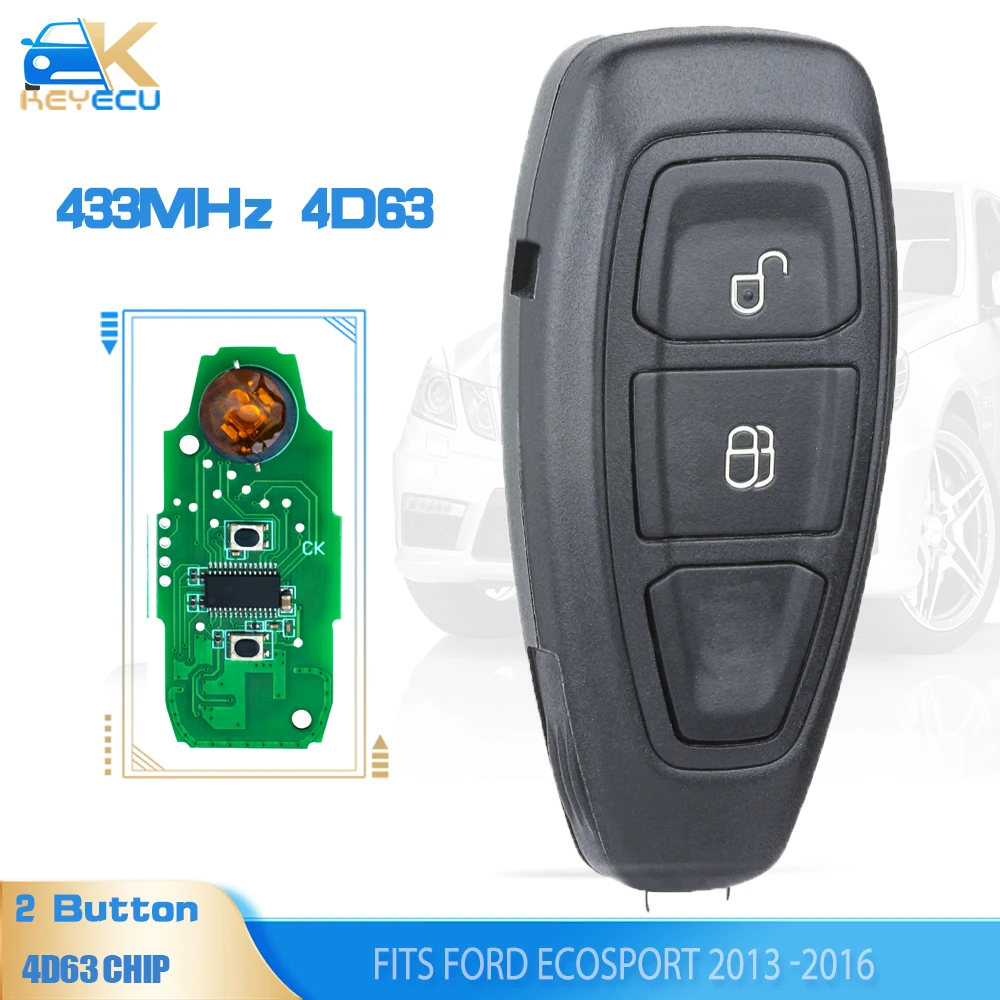 

KEYECU For Ford Ecosport 2013 2014 2015 2016 FSK 433MHz DST+80(40bit) Chip Smart Remote Key 2 Button Fob