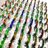 10/30/50pcs Band 6mm STAINLESS STEEL Mood Rings Bright Glazed Men Women Changing Color Ring Quality Jewelry Gifts 2