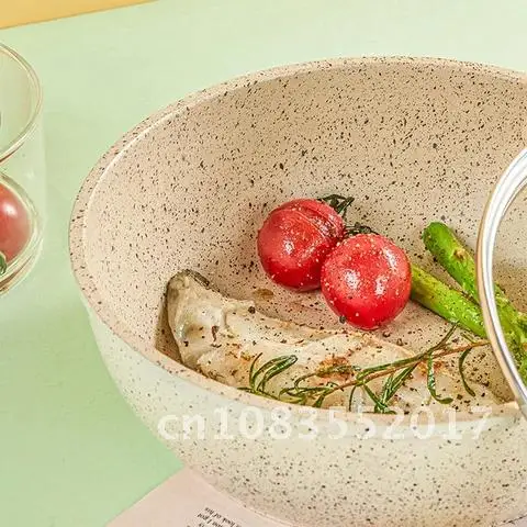 

Home Induction Cooker Frying Pan Wok Gas Stove Smoke-Free Fried Egg Steak Pan Cooking Pot Non Stick Pan with Lid Crepe Maker