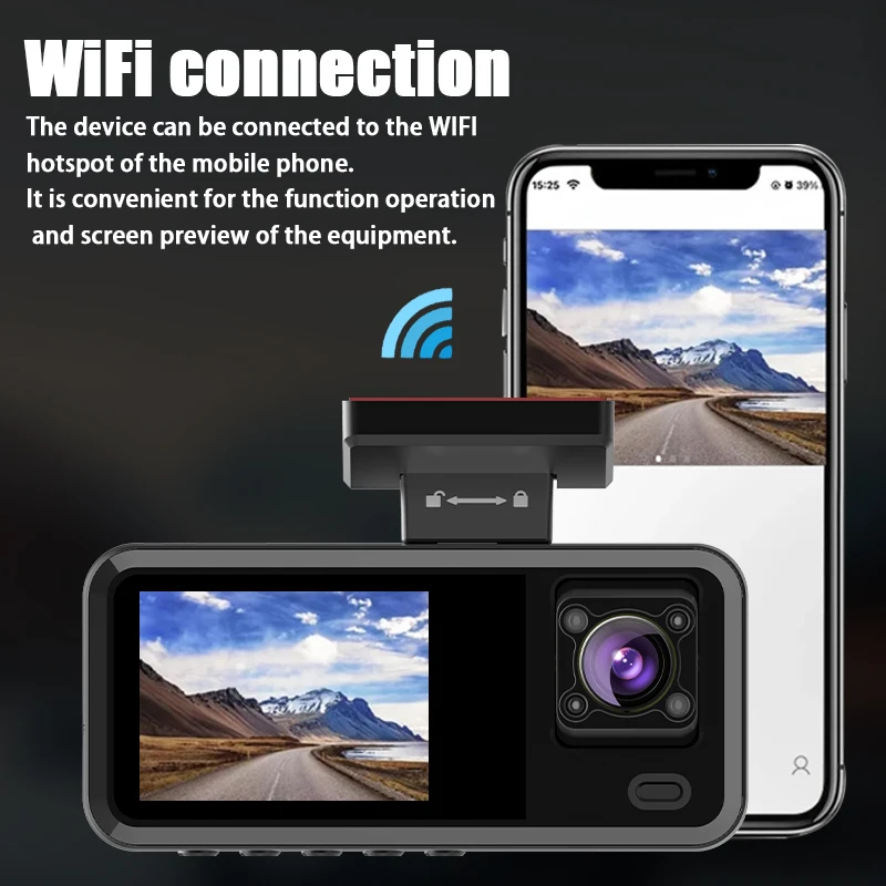 WIFI 2/3 Camera Dashcam Cabin Car Dvr 1080P Interior Vehicle Three Way Channel Dvrs Recorder Video Registrator Dashcam Camcorder