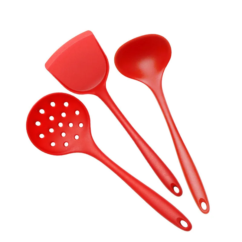 Silicone Non-Stick Cooking Utensil Set with Spatula and Strainer Spoon