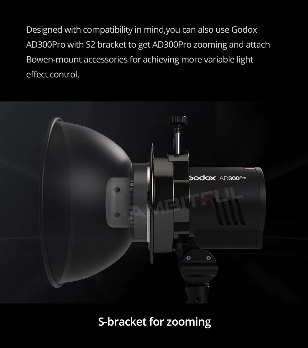 Godox AD300Pro Outdoor Flash Light 300Ws TTL 2.4G 1/8000 HSS with 2600mAh Batter