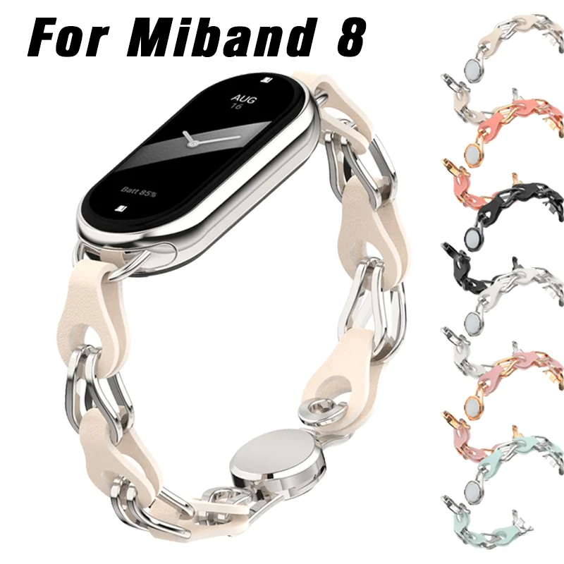 

Stainless Steel Strap for Xiaomi Mi Band 8 Magnetic Buckle Metal Bracelet for Miband 8 NFC Quick Release Replacement Band