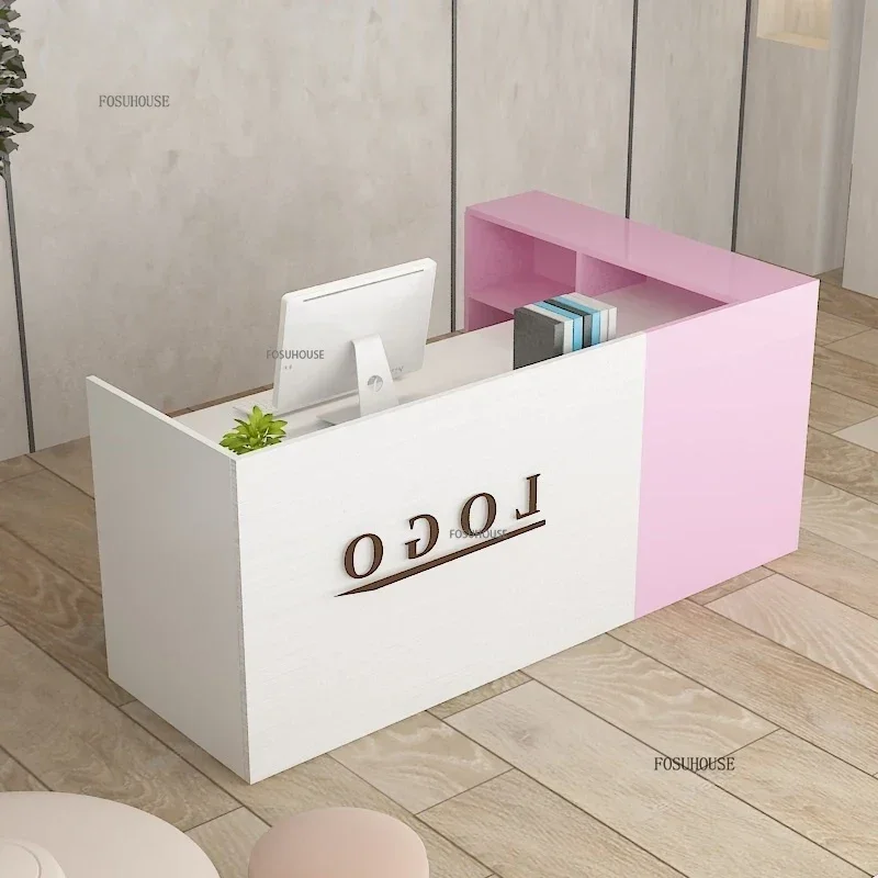 Nordic Reception Desk Front Desk Simple Church Pulpit Podium Commercial Store Wood Cashier Desks Corner Office Furniture