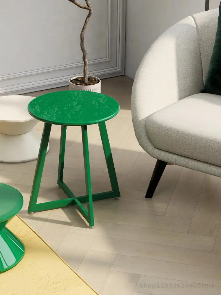 Designer Coffee Table Living Room Sofa Side Table Simple Light Luxury Small Round Balcony Bedroom Round Middle Green