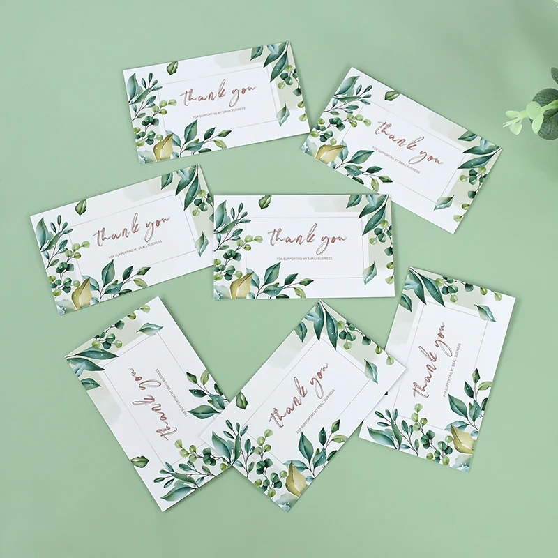 Leaf White Green Eucalyptus Wedding Engagement Banquet Thank You Card Meal Plate Card Process Reminder cards 50pcs greeting cards thank you cards