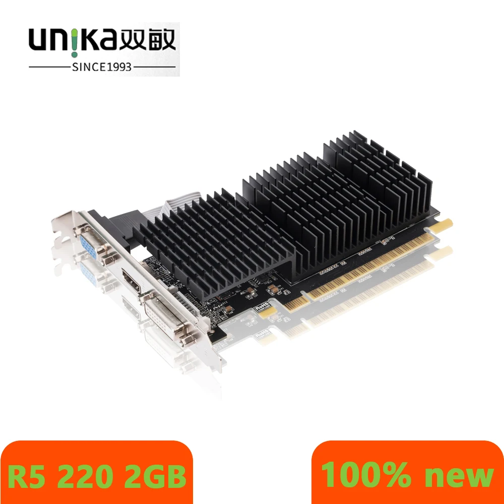 

Brand UNIKA R5 220 2GB DDR3 Graphics Card For Radeon R5 220 Series R5220 2G Video Cards Graphic VGA DVI-D Desktop Map 100% NEW