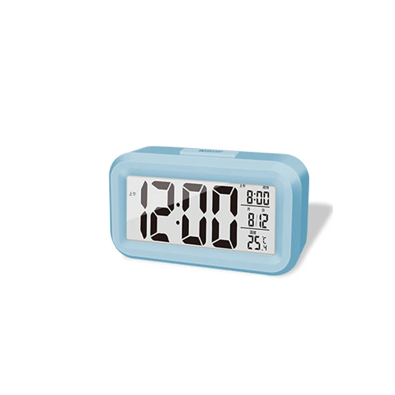 Smart Digital Alarm Clock Black White LCD Display with Temperature thumbnail 2