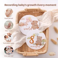 16Pcs Baby Milestone Cards 0-12 Months Newborns Paper Cartoon Little Bear Photography Accessories Infant Grow Commemorate Gifts 4