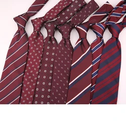 Linbaiway 2023 Wine Red Neckties for Mens Polyester Formal Dress Gravata Corbatas Neck Ties Wedding Party Casual Cravat Bow Tie