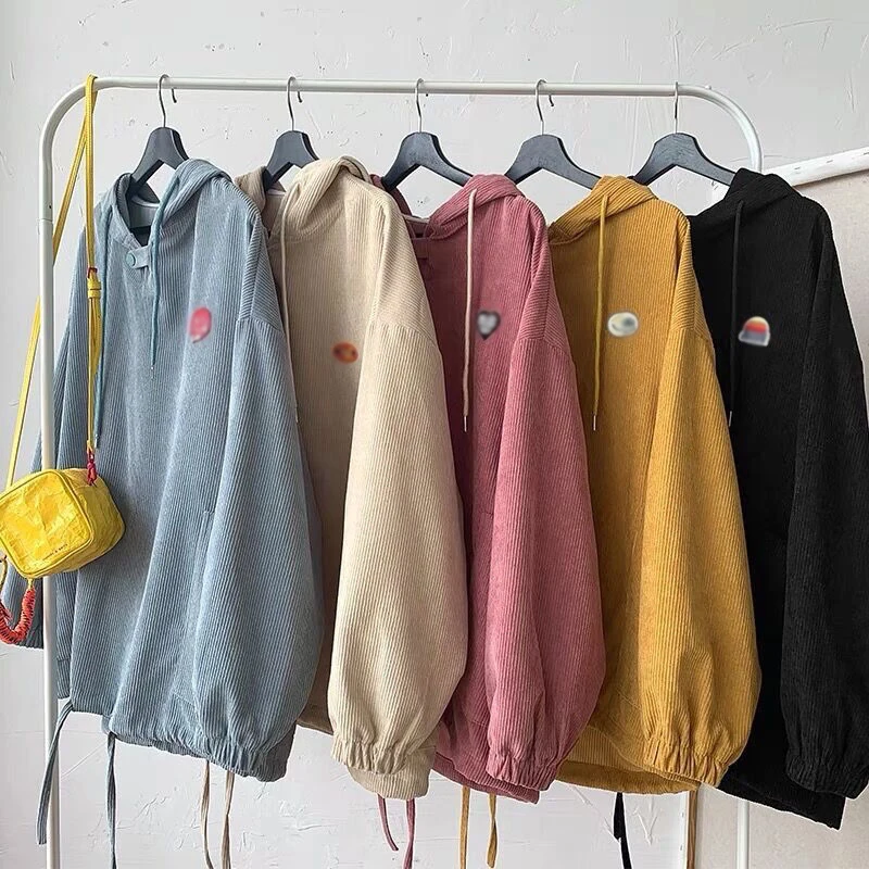 

Corduroy Sweater Loose Top 2022 Men's and Women's New Spring and Autumn Fashion Multicolor Hooded Jacket