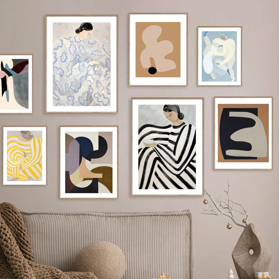 

Abstract Pattern Lines Pajama Girls Geometric Wall Art Canvas Painting Nordic Posters And Prints Pictures For Living Room Decor