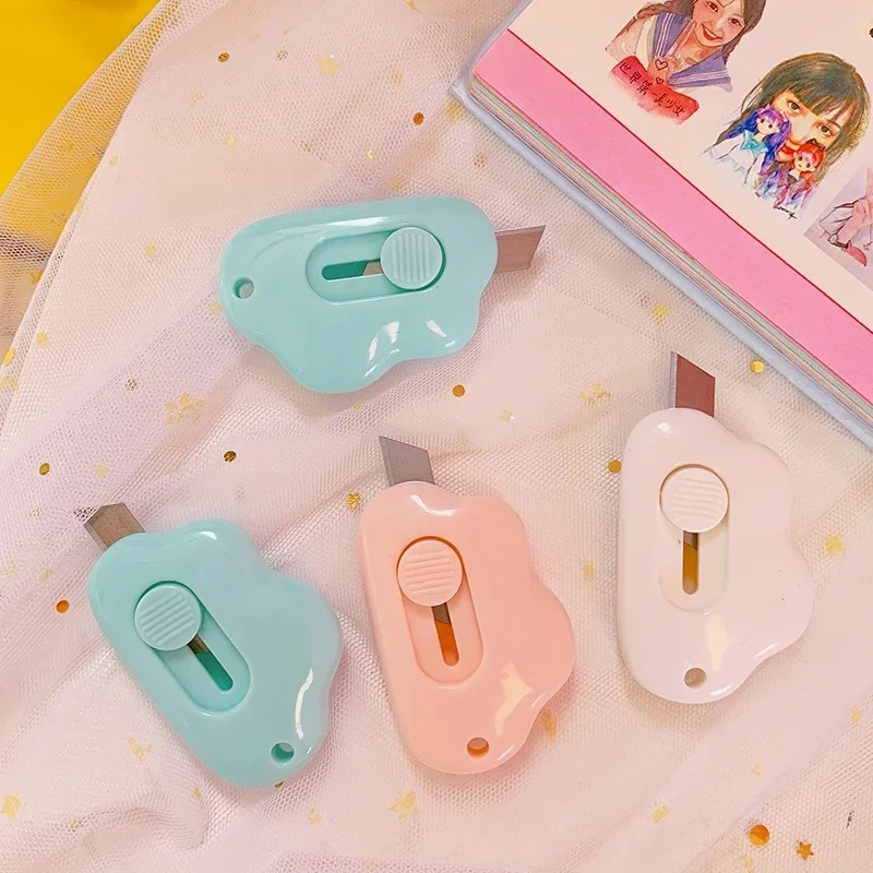 Cute Cat Paw Cloud Utility Knife MINI Pocket Sized Craft Wrapping Box Paper Envelope Cutter Letter Opener Student Art Supplies utility knife mail opener unboxing knife paper cutter pocket folding knife