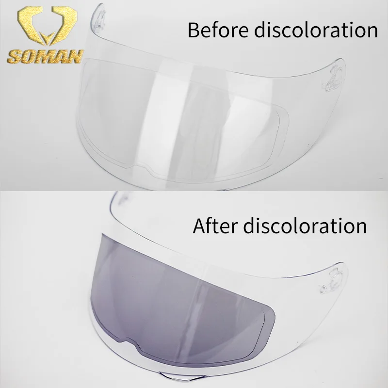 SOMAN Photochromic Anti-Fog films Universal Motorcycle Helmet Shield Clear Visor Lens Insert Fog Resistant images - 6