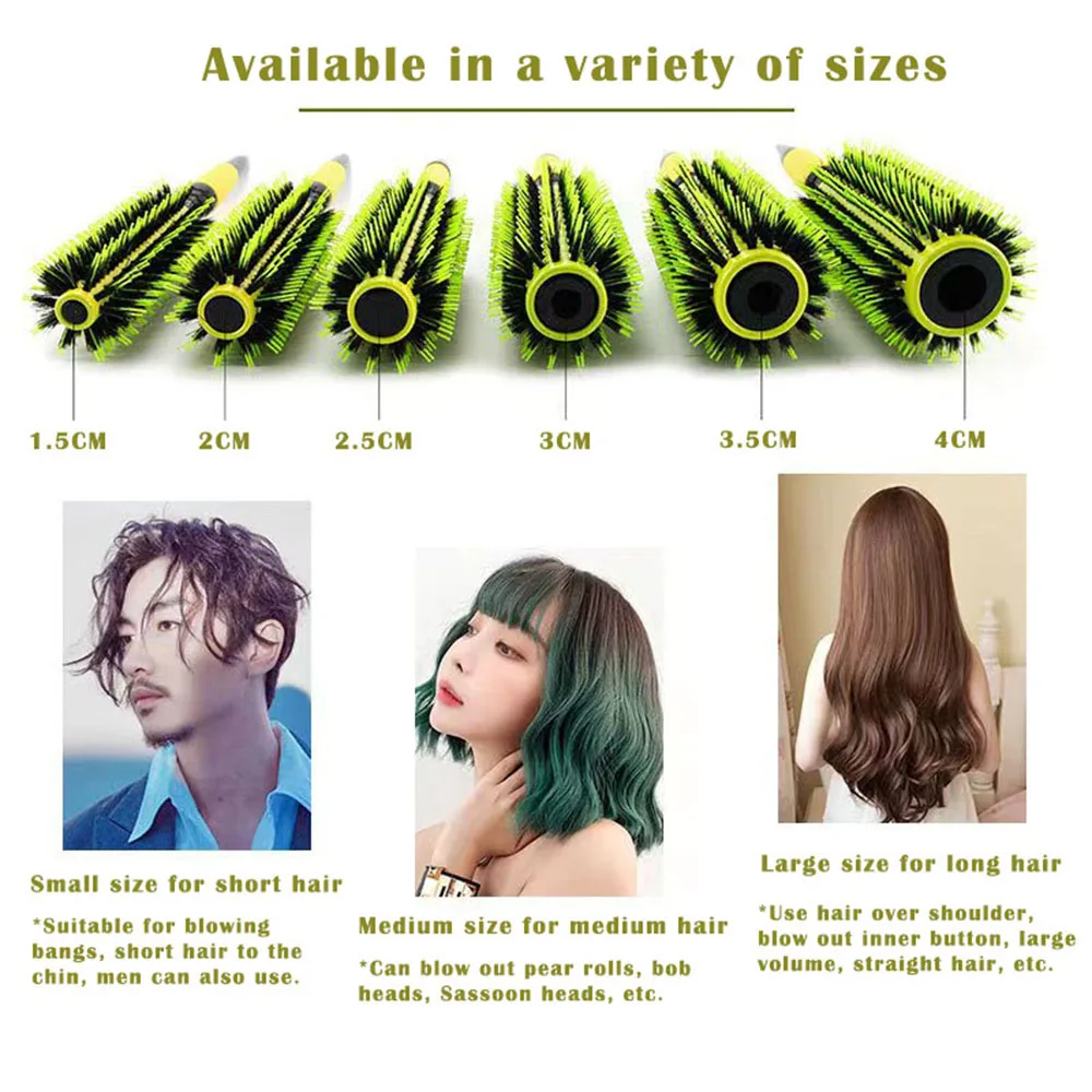 Friseurkamm, Lockenbürste, Wildschweinborstenbürste, Rollbürste, Salon-Stylingkamm, Glättbürste_voghion.com