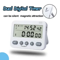 Minuterie numérique pour touristes, grand écran LCD, compte à rebours de cuisine, chronomètre d'étude avec vibration, fonction mémoire 1