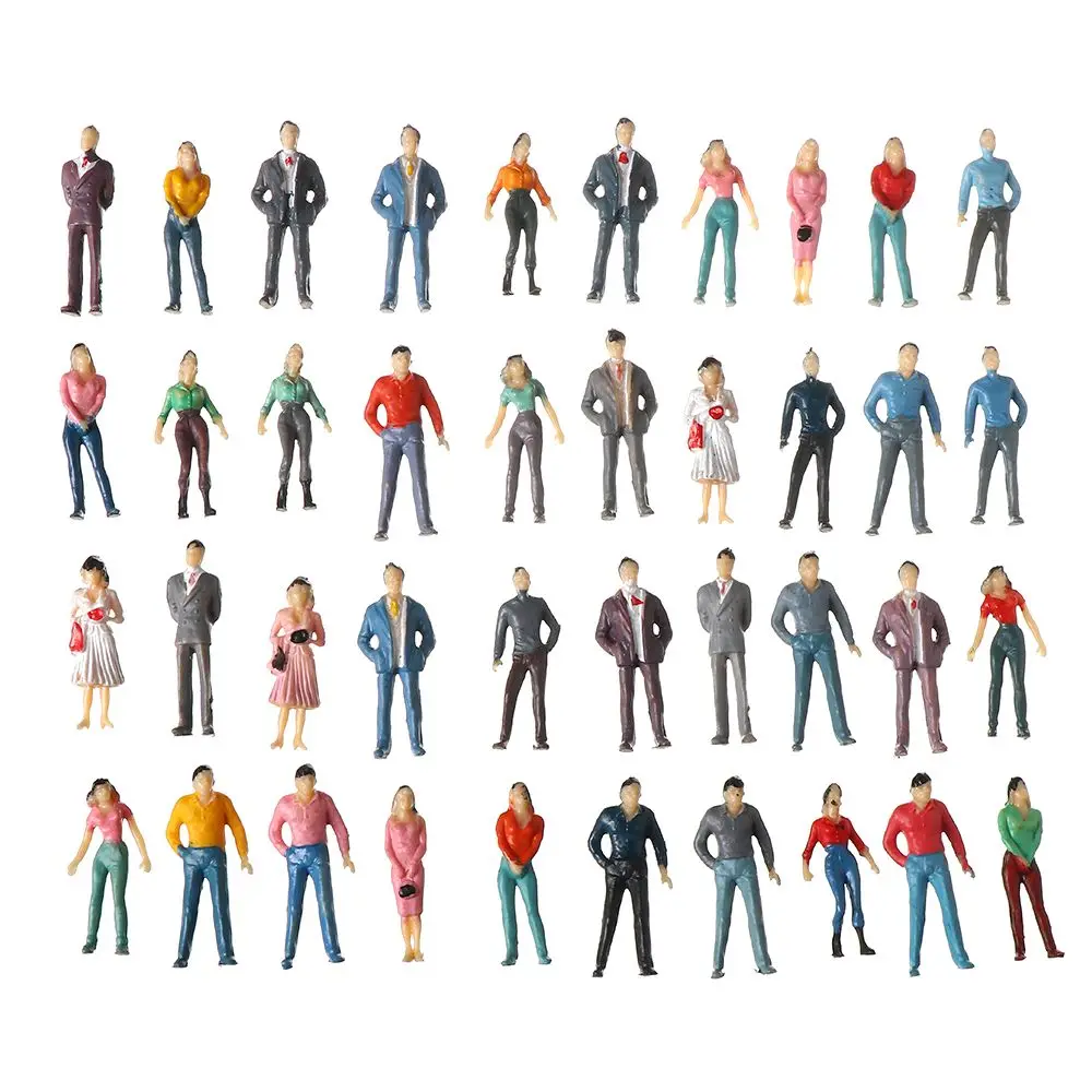 100Pcs/Bag 1:100/1:150/1:75/1:50 Scale Plastic People Figures Model Building Passengers DIY Character Mixed Color Pose Kids Toys