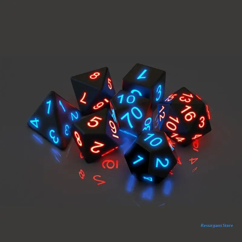 7pcs/set The Electronic Dice D20 Glow LED Dices Magic Trick Pixels DND