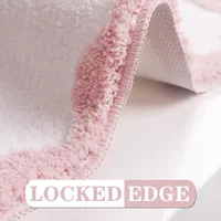 VIKAMA พรมเช็ดเท้าลายโบว์สีชมพูน่ารัก พรมปูพื้นสไตล์แคมปัสกันลื่น พรมปูพื้นตกแต่งห้องน้ำ/อ่างล้างจานในหอพัก 5