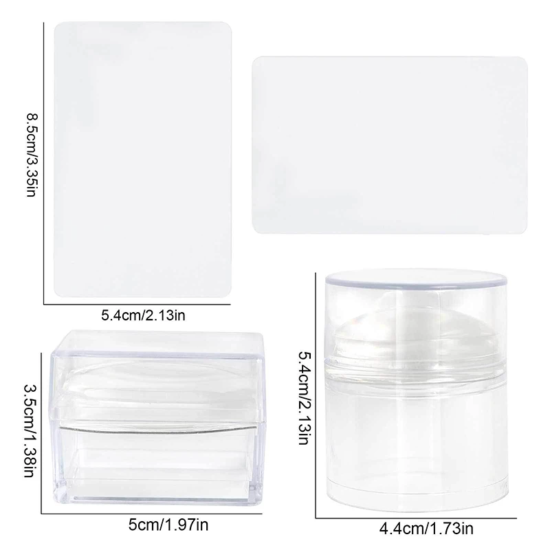 French Manicure Nail Art Stamping Plates Kit Stamp Polish Stencil Template with Stamper & Scraper, DIY Manicure Design Accessory