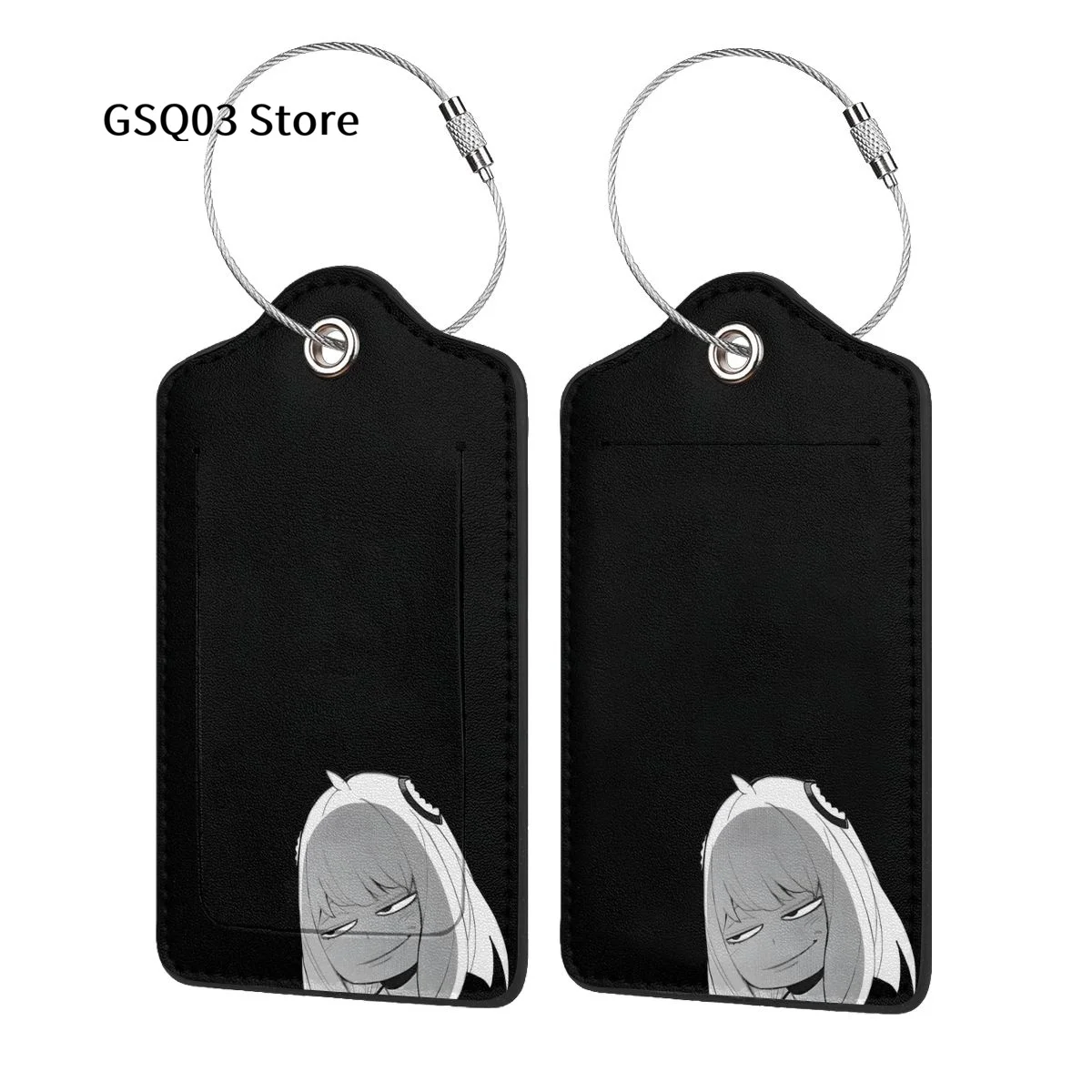 

Anya Forger Luggage Tags for suitcases Abstract Leather Stainless Steel Loop Label Tag for Men Women Travel Bag Suitcase 1 PCS