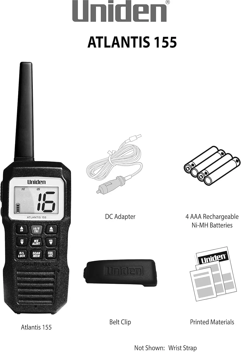 155 Handheld Two-Way VHF Marine Radio, Floating IPX8 Submersible Waterproof, Dual-Color Screen, All USA/Internat