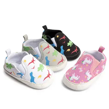 Meckior Primavera Autunno Infantile Casual Scarpe di tela Unicorno Dinosauri Neonati maschi Scarpe da bambina Scarpe da culla con suola in morbido cotone antiscivolo 1