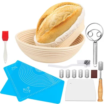 5/8pcs Bread Banneton Proofing Basket Natural Rattan Wicker Oval Round Dough Sourdough Baskets Cane Baking Fermentation 1