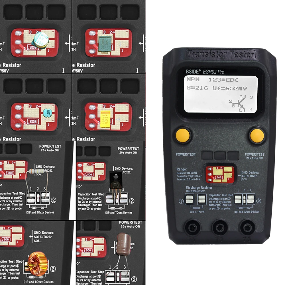 ESR02pro Multi-purpose Transistor ESR/SMD Tester Smart Diode Triode Capacitance