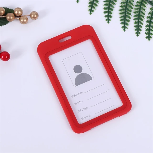 Cool Vertical Two-Sided Rigid Credit Card Size Badge Holder Lanyard Launch Event Exhibition Staff Credentials Tag ID Card Holder V-Red