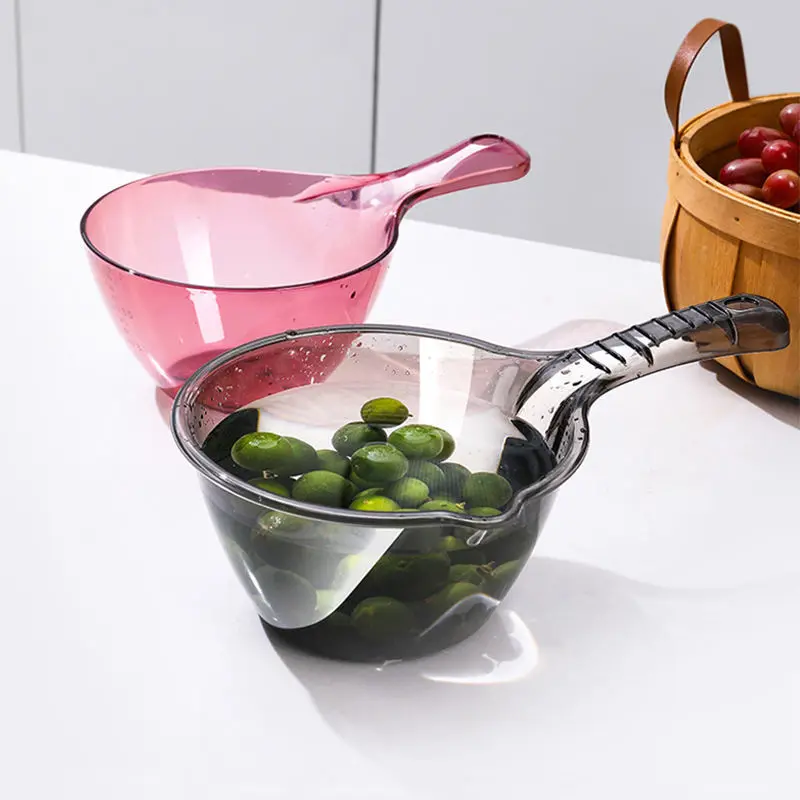 Obelix Transparent Long Handle Water Scoop Plastic Cooking Bathroom Bathing Water Spoon Fall Durable Fruit Vegetable Clean Tools