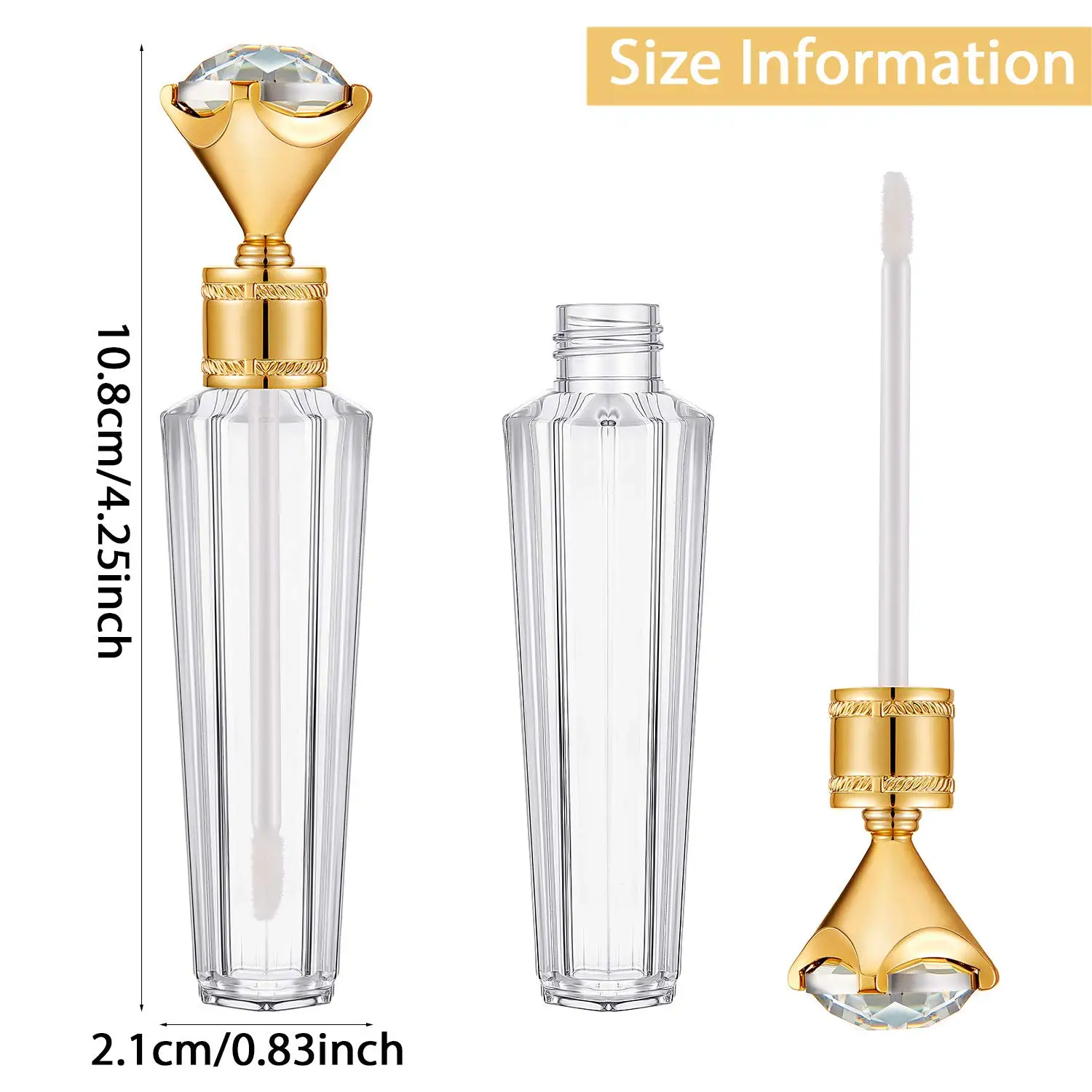 10pcs Mini Lip Gloss Tube Clear Diamond Wand vuoto plastica Lip Tube Bottle Container Dispenser riutilizzabile trucco Lip Gloss fai da te