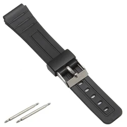 Sleek Black Resin Watch Band Strap with Metal Buckle and Pins - 18mm - 16mm (Black silver)